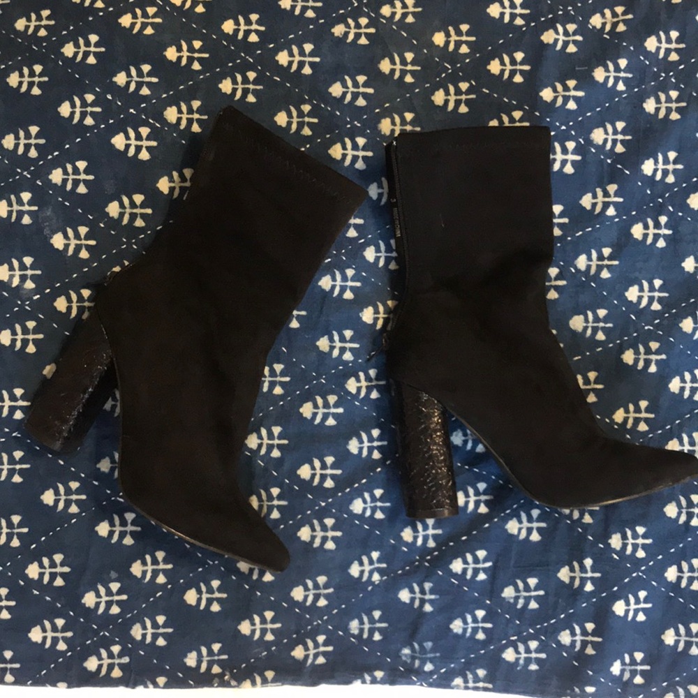 Black suede booties